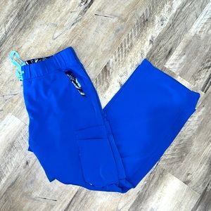Ladies Figs Medium Wide Leg Royal Blue Scrub Bottoms